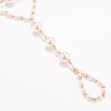 Faux Pearl Decorated Layered Anklet For Woman