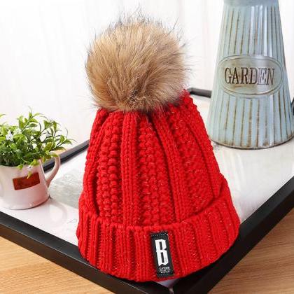 Fashion Winter Cute Hat Knitted Cap - Red