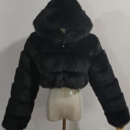 Women's Faux Fur Coat Short Solid..