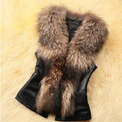 Womens Faux Fur Vest Jacket Winter Body Warm Coat..