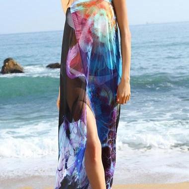 Fine Quality Open Back Woman Printed Cover Ups