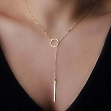 Woman Golden Metal Necklace For Party