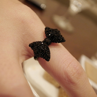 Cute Vogue Black Bow Rings For Girls Metal