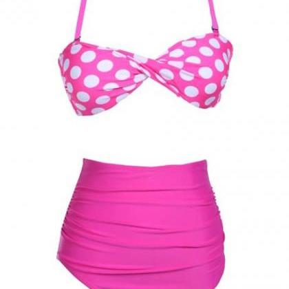 Cute Polka Dot Tops With Thong Suit Swimwear