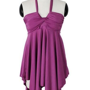 Halter Dress And Panty Swimwear - Purple