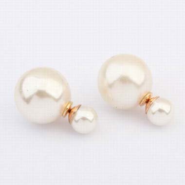 Elegant Solid Faux Pearl Women Ear Stud - White