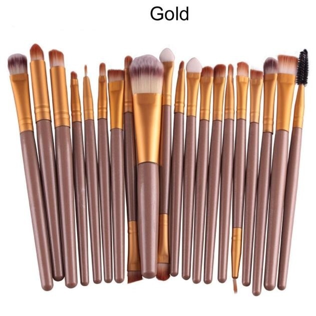 High Quality 20pcs/set Makeup Brush Set Tools Wool Brushes Kits - Gold
