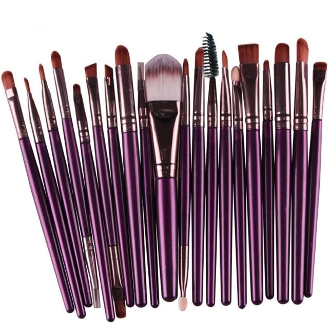 High Quality 20pcs/set Makeup Brush Set Tools Wool Brushes Kits - Purple