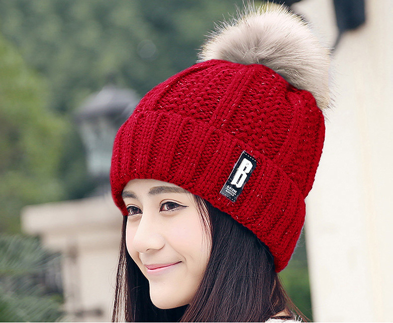 Fashion Winter Cute Hat Knitted Cap - Red