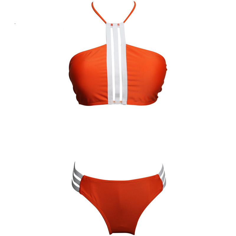Fashion Women's Halter Padding Bikini Set - Orange