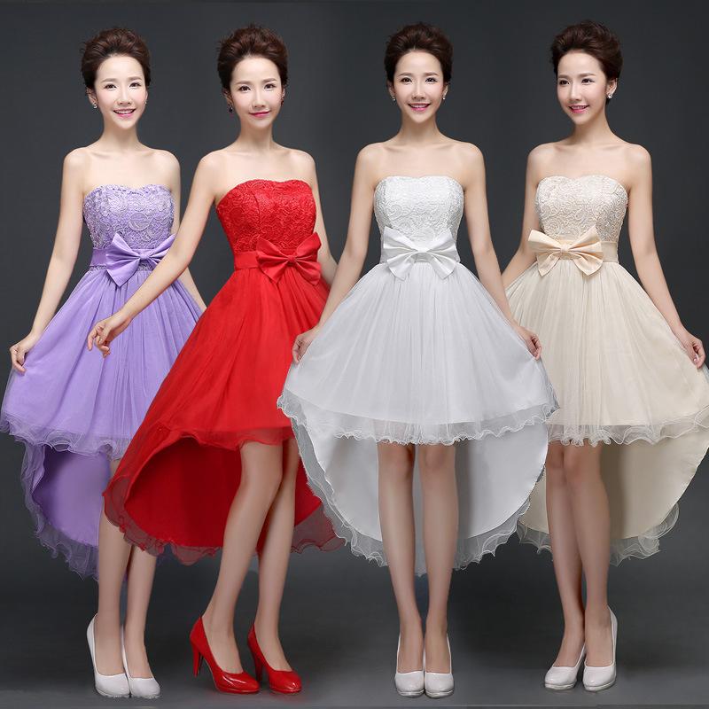 Strapless Bow Evening Party Prom Bridesmaid Wedding Dress 4 Colors
