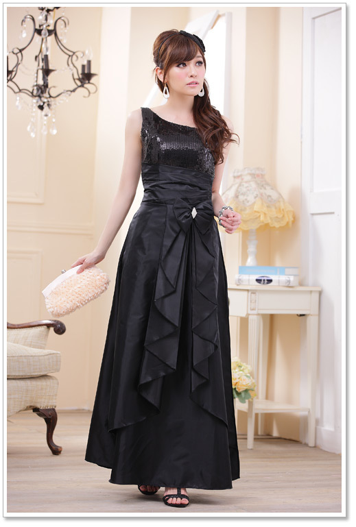 One Shoulder Evening Dress Backless Wedding Bridesmaid Dress - Black