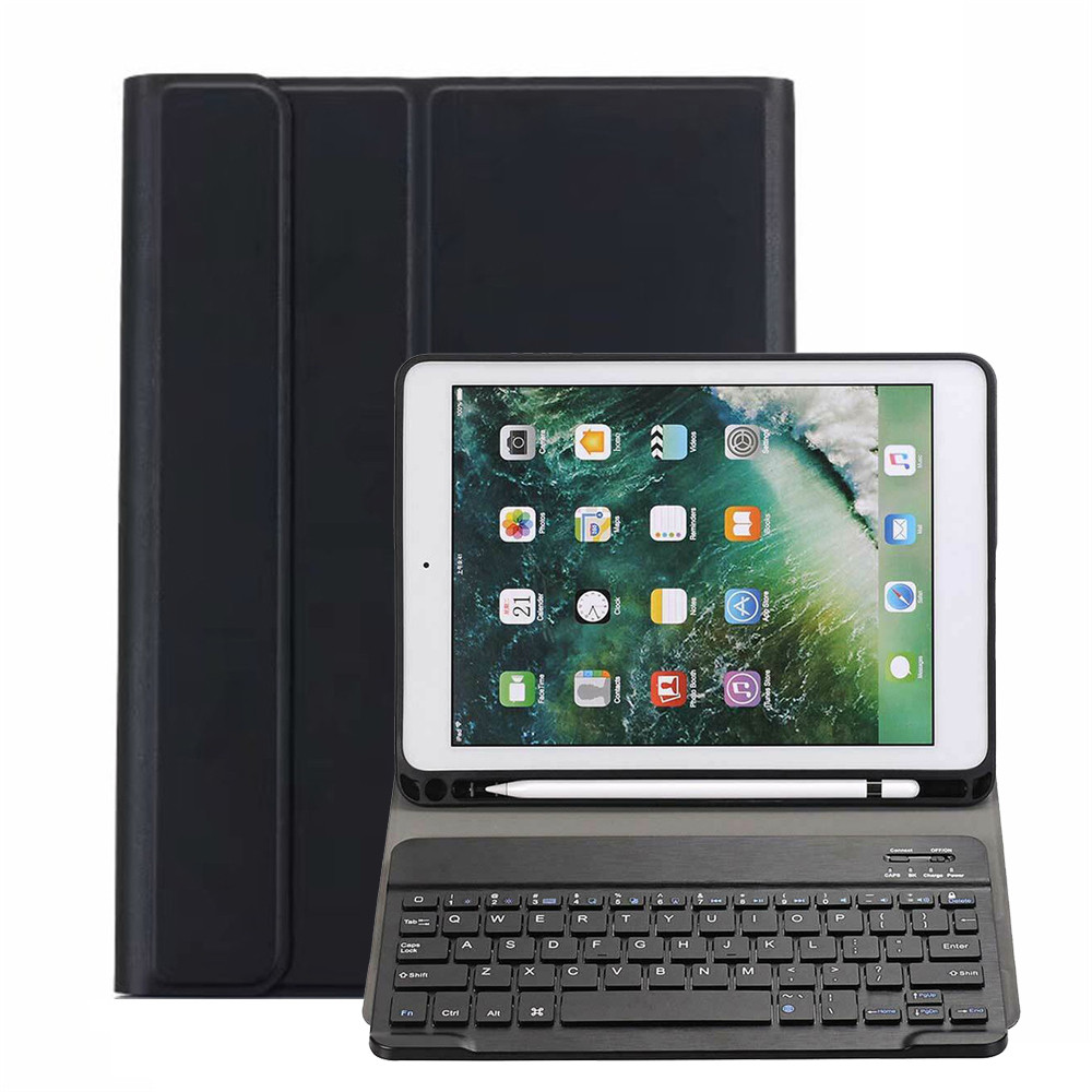High Quality For Ipad 7th Gen 2019 10.2 Ultraslim Keyboard Leather Case Cover W/pencil Holder(black)
