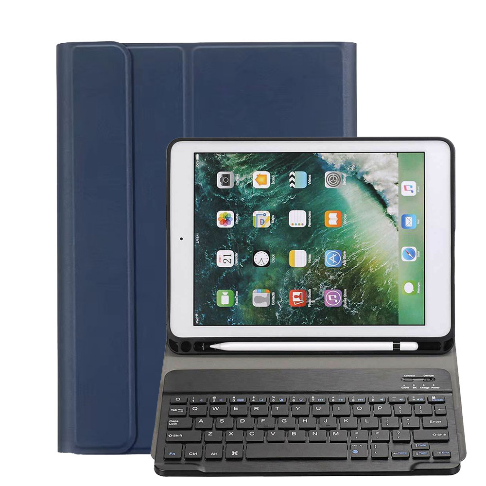 High Quality For Ipad 7th Gen 2019 10.2 Ultraslim Keyboard Leather Case Cover W/pencil Holder(dark Blue+black Keyboard)