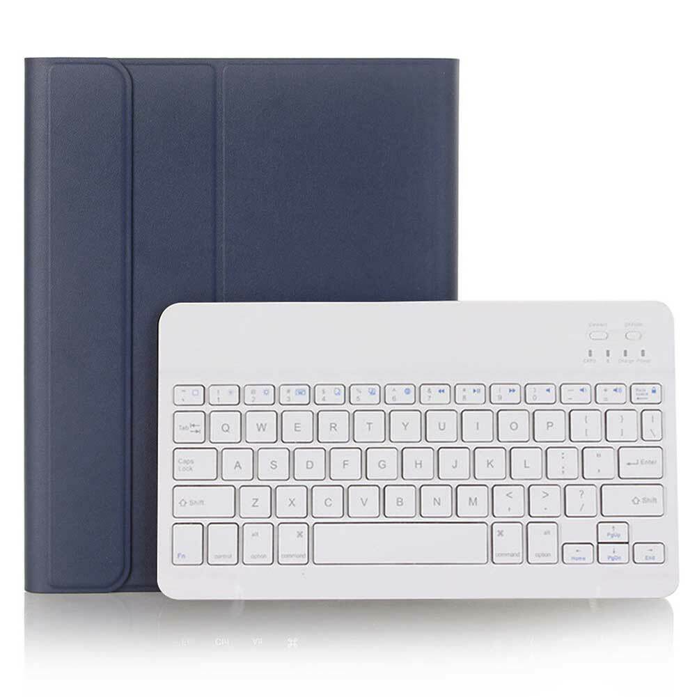 High Quality For Ipad 7th Gen 2019 10.2 Ultraslim Keyboard Leather Case Cover W/pencil Holder(dark Blue+white Keyboard)