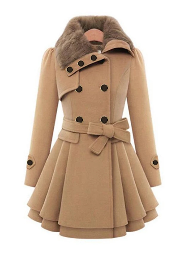 High Quality Women's Fall &winter Coat Long Solid Colored Daily -camel