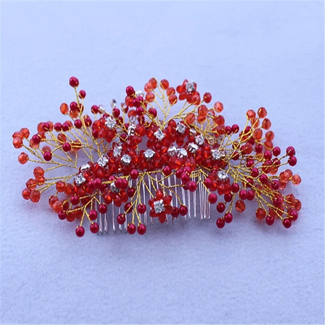 Crystal / Rhinestone / Alloy Hair Combs / Headpiece With Rhinestone / Crystal 1 Piece Wedding Headpiece - Red