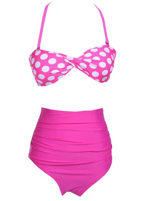 Cute Polka Dot Tops With Thong Suit Swimwear