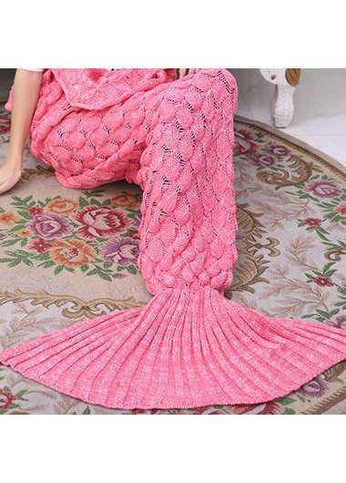 High Quality Warmth Knitting Mermaid Design Blanket - Rose
