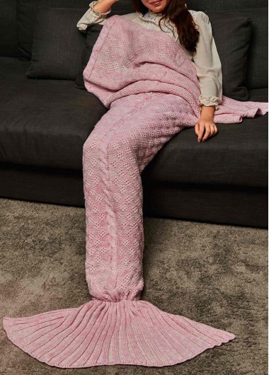 Super Good Quality Crochet Knitting Mermaid Tail Blanket For Adult - Pink