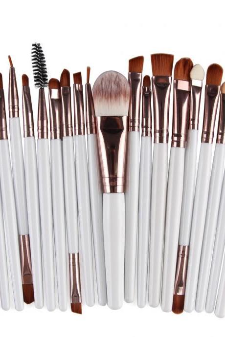 Free Shipping High Quality 20pcs/set Makeup Brush Set Tools Wool Brushes Kits - White&Coffee