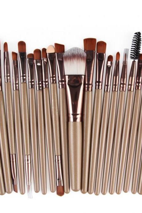 Free Shipping High Quality 20pcs/set Makeup Brush Set Tools Wool Brushes Kits - Brown