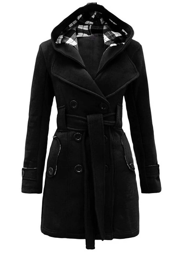 High Quality Women's Winter Trench Coat Long Solid Colored Daily Wear